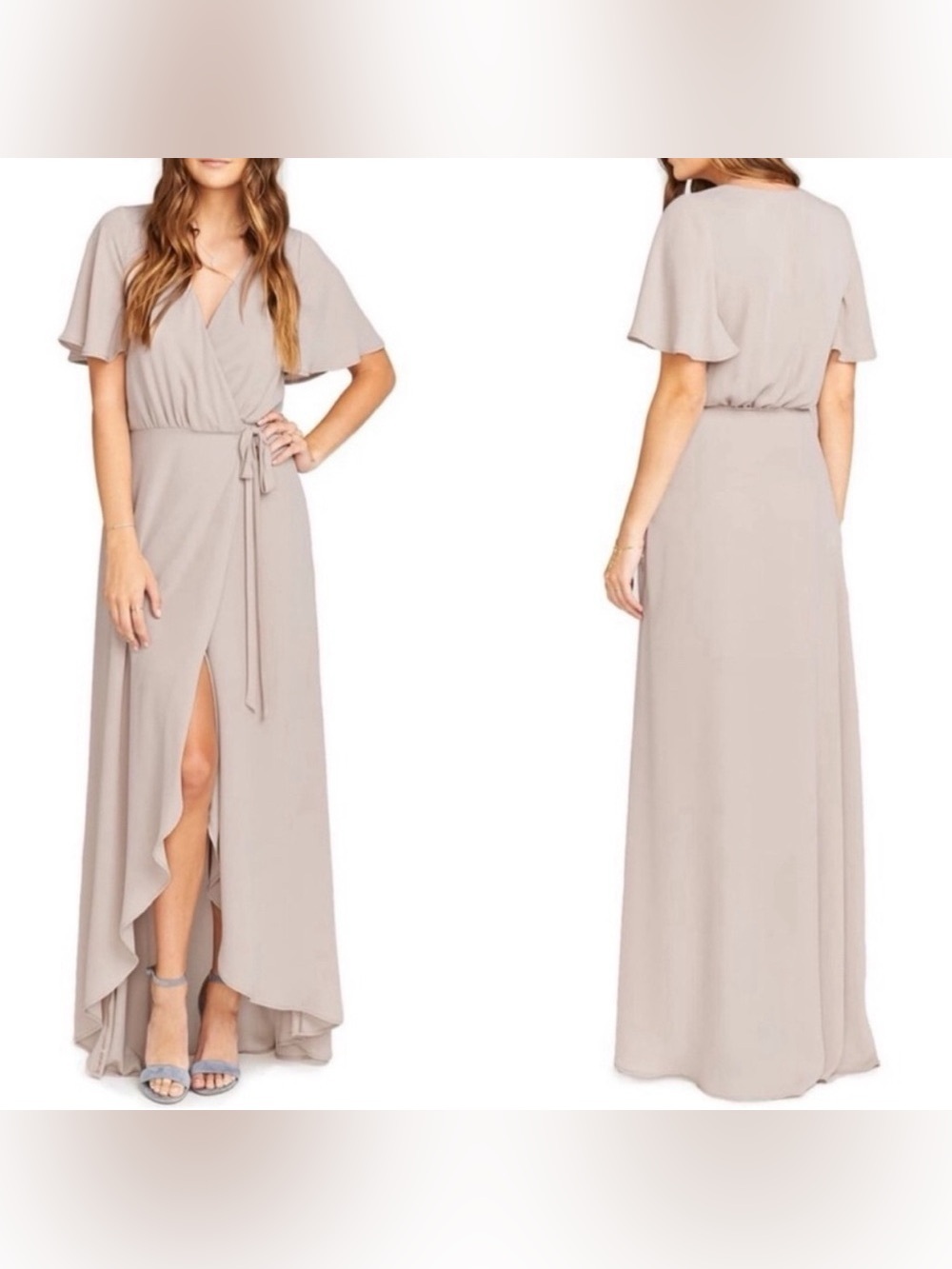 Show Me Your MuMu Taupe Sofia Wrap Dress Size Large